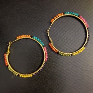 SALE VINTAGE LARGE LOOP BEADED EARRINGS